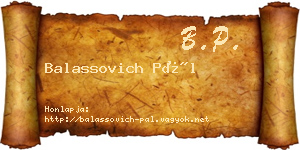 Balassovich Pál névjegykártya